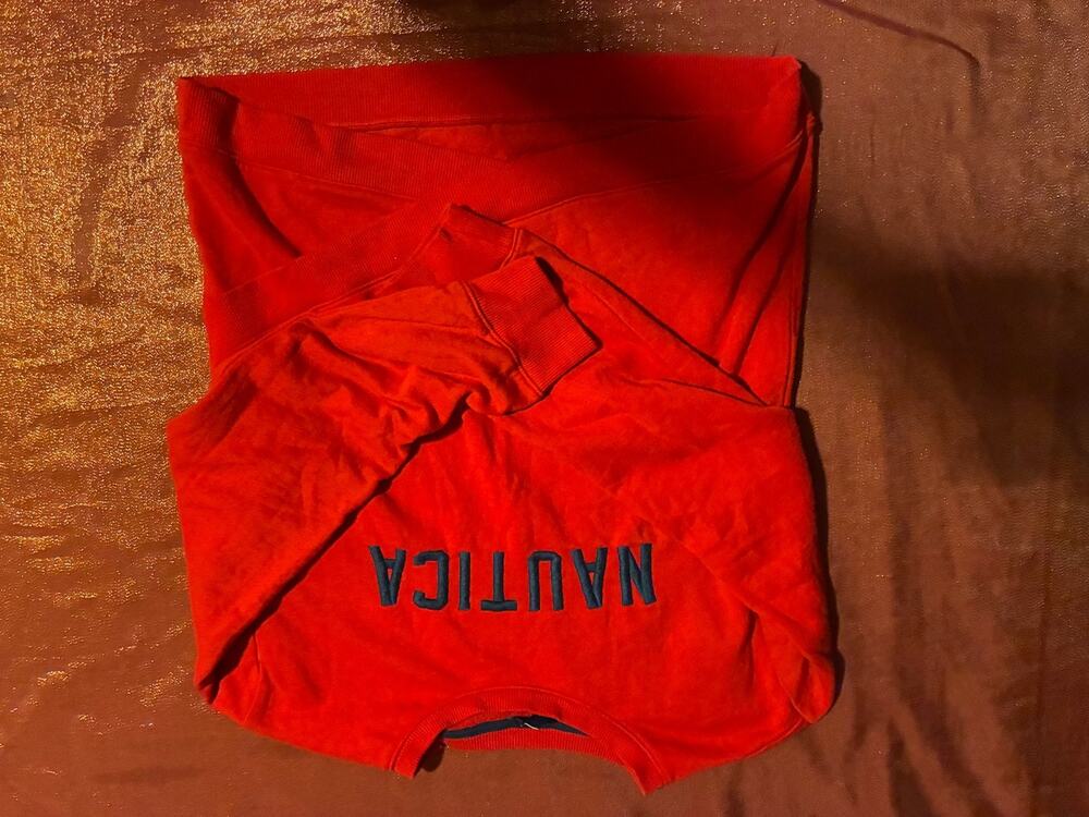 Nautica Sweatshirt Mens M Crewneck Embroidered Nautica Logo Red Pullover